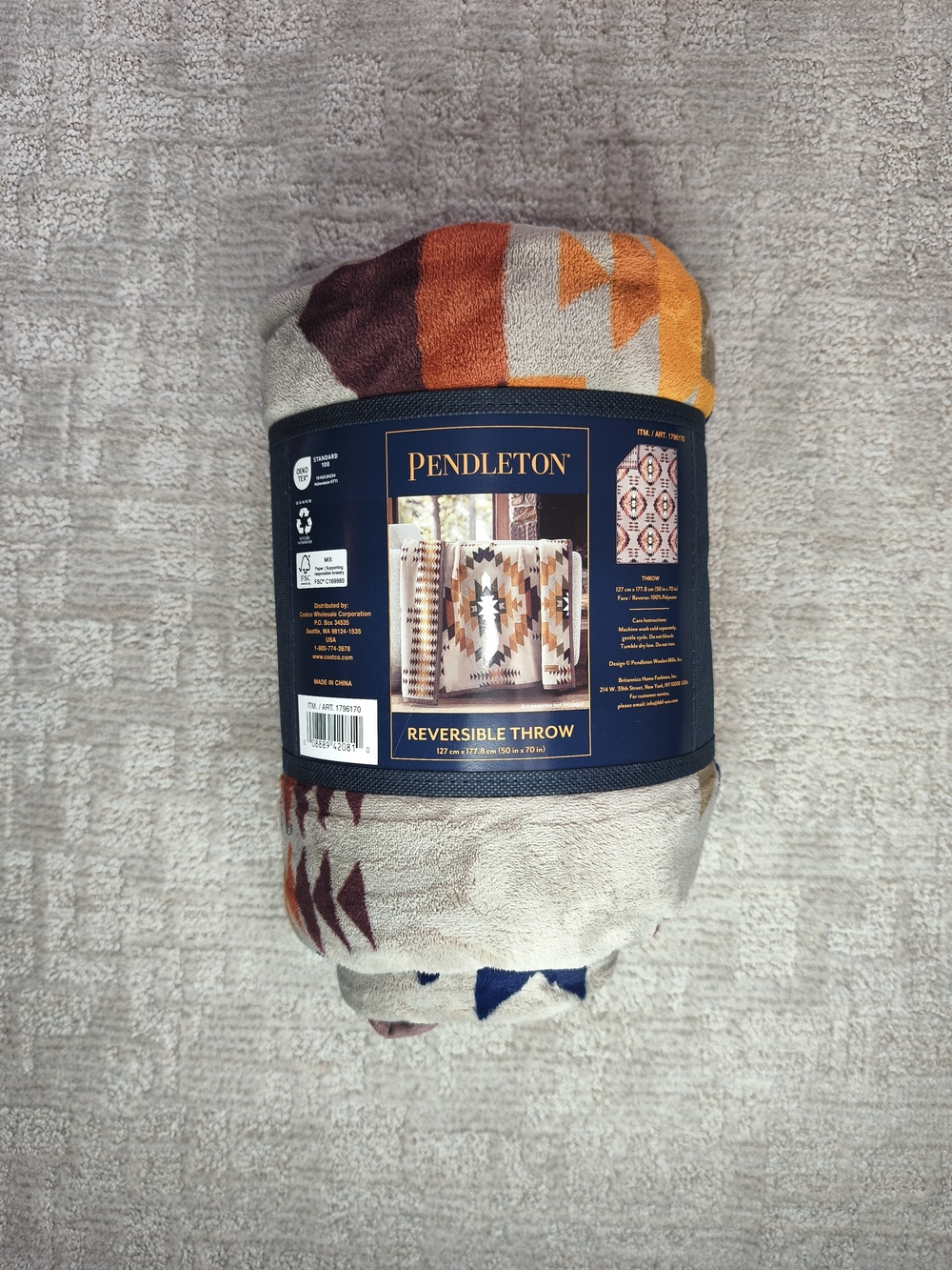 NWT Pendleton Reversible Plush Throw Blanket 50x70 Southwest Aztec Geometric